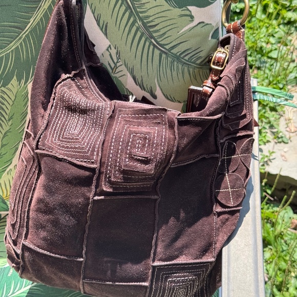 SALE - Vintage Ltd Edition Coach Suede Leather Mosaic Patchwork Duffle 10409 - Picture 8 of 13